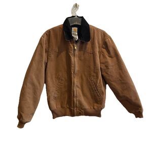 Carhartt J14 BRN Santa Fe Duck Jacket Brown Quilt-Lined M Regular Canvas Work